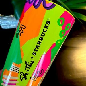 Starbucks Shae Anthony Ceramic Cup She x This Neon Abstract Hot Tumbler
